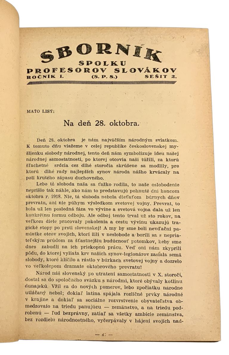 Sborník Spolku profesorov Slovákov - obraz života slovenských stredných škôl a ich profesorov. Roč. I.-II. 1922-23 5F565C3F 3642 4A57 9040 C820A40A8E02