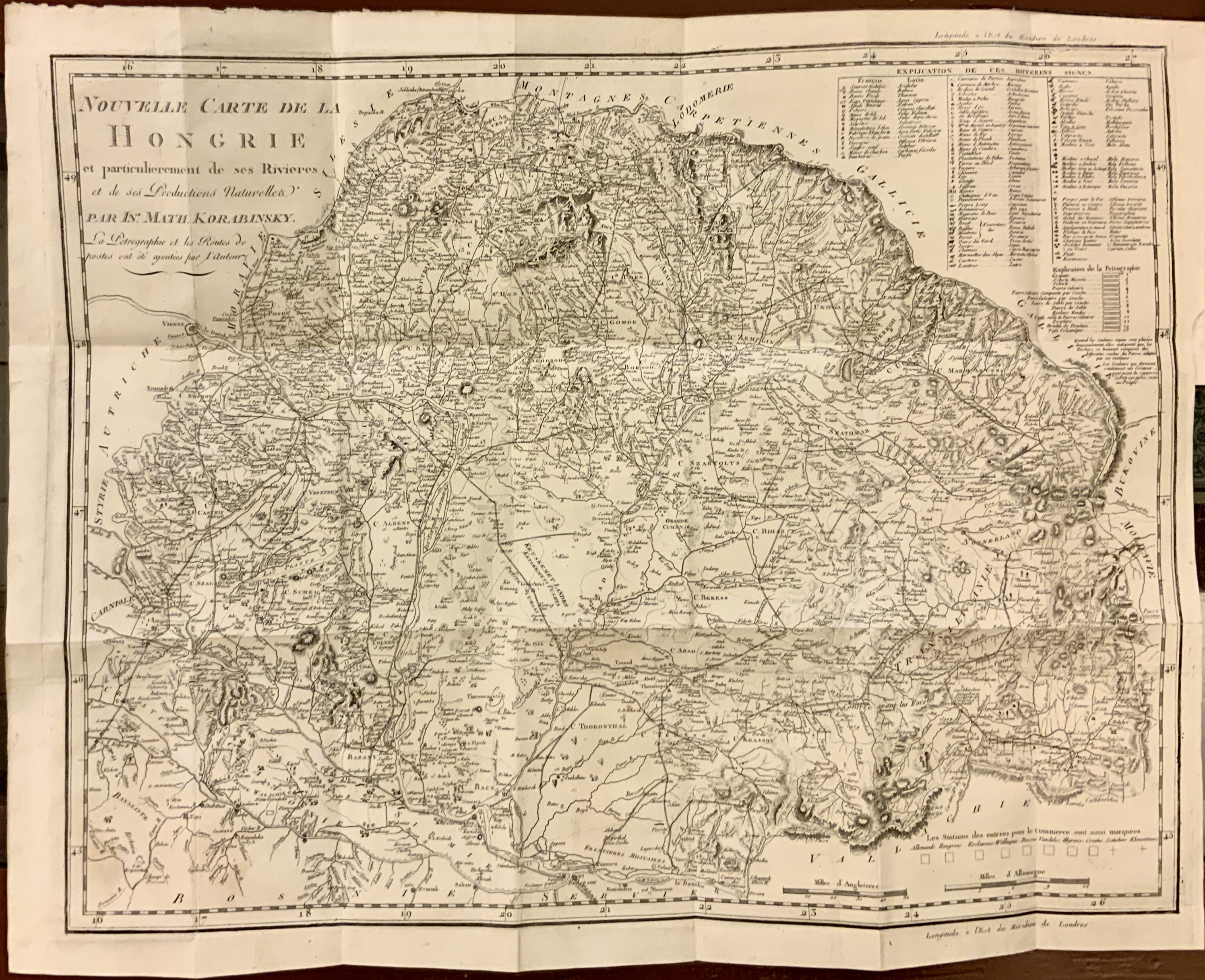 Voyage en Hongrie. 1. zväzok s veľkou "Všeobecnou mapou Uhorska" od M. Korabinského