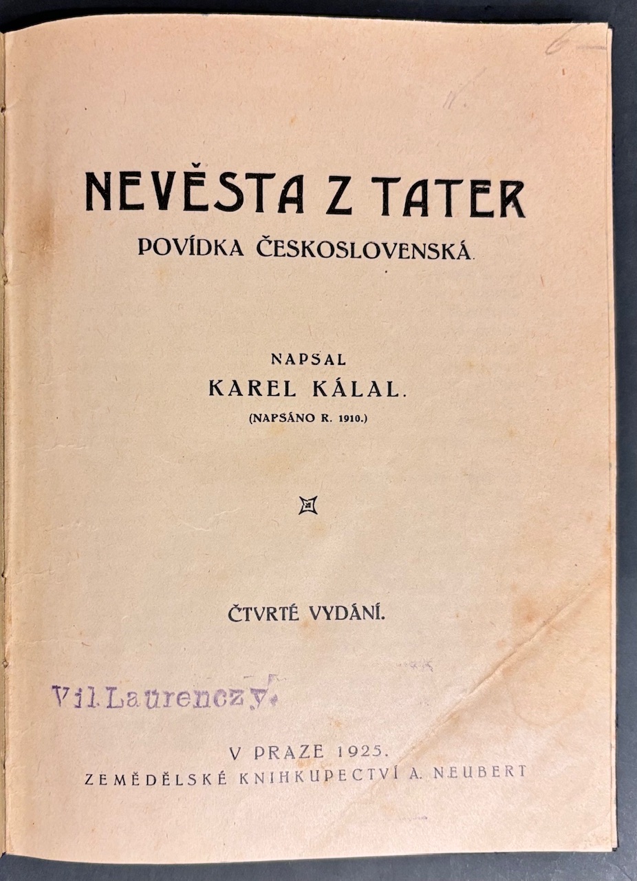 Nevěsta z Tater. Povídka československá
