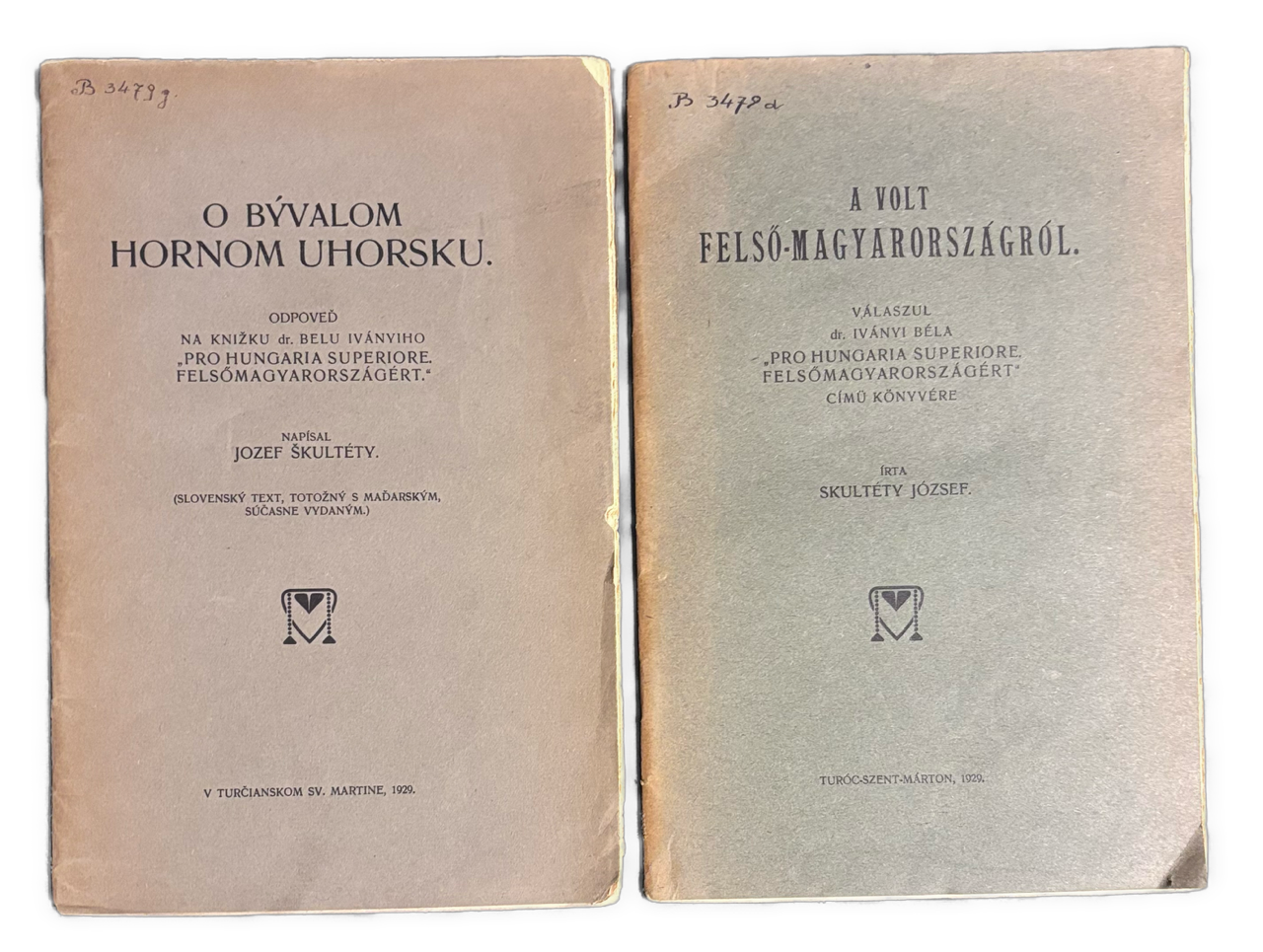 O bývalom Hornom Uhorsku. Odpoveď na knižku dr. Bélu Iványiho Pro Hungaria Superiore. Felsőmagyarországért.-  A volt Felső-Magyarországról. Válaszul dr. Iványi Béla .Pro Hungaria Superiore. Felsőmagyarországért című könyvére