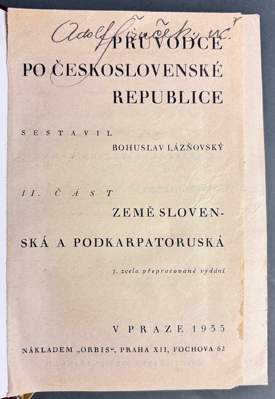 Průvodce po Československé republice.  II. část Země slovenská a podkarpatoruská