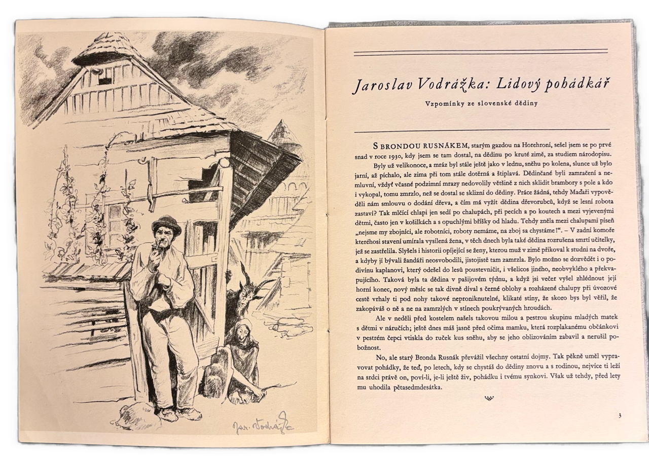 Lidový pohádkář - Vzpomínky ze slovenské dediny - PODPIS JAROSLAVA VODRÁŽKU