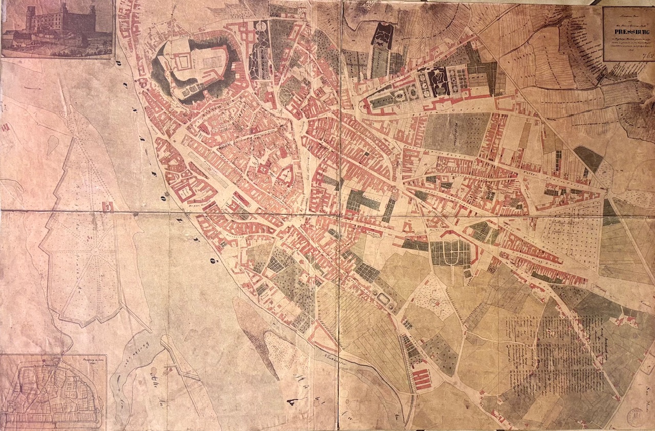 Bratislava - MAPA : Neyderov plán Bratislavy z roku 1820 (faksimile) 