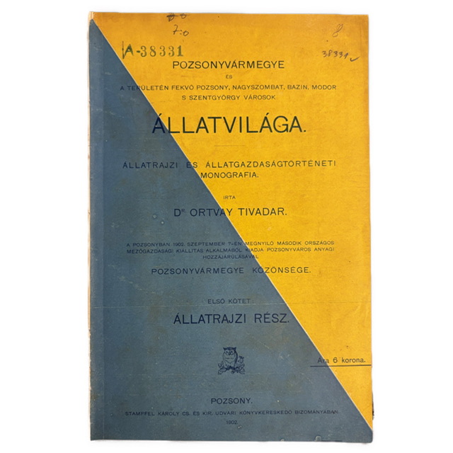 PRÍRODOVEDA / BRATISLAVSKÁ ŽUPA - Pozsonyvármegye és a területén fekvő Pozsony, Nagyszombat, Bazin, Modor s Szentgyörgy városok Állatvilága. Állatrajzi és állatgazdaságtörténeti monográfia. Első kötet: Állatrajzi rész. IMG 9232