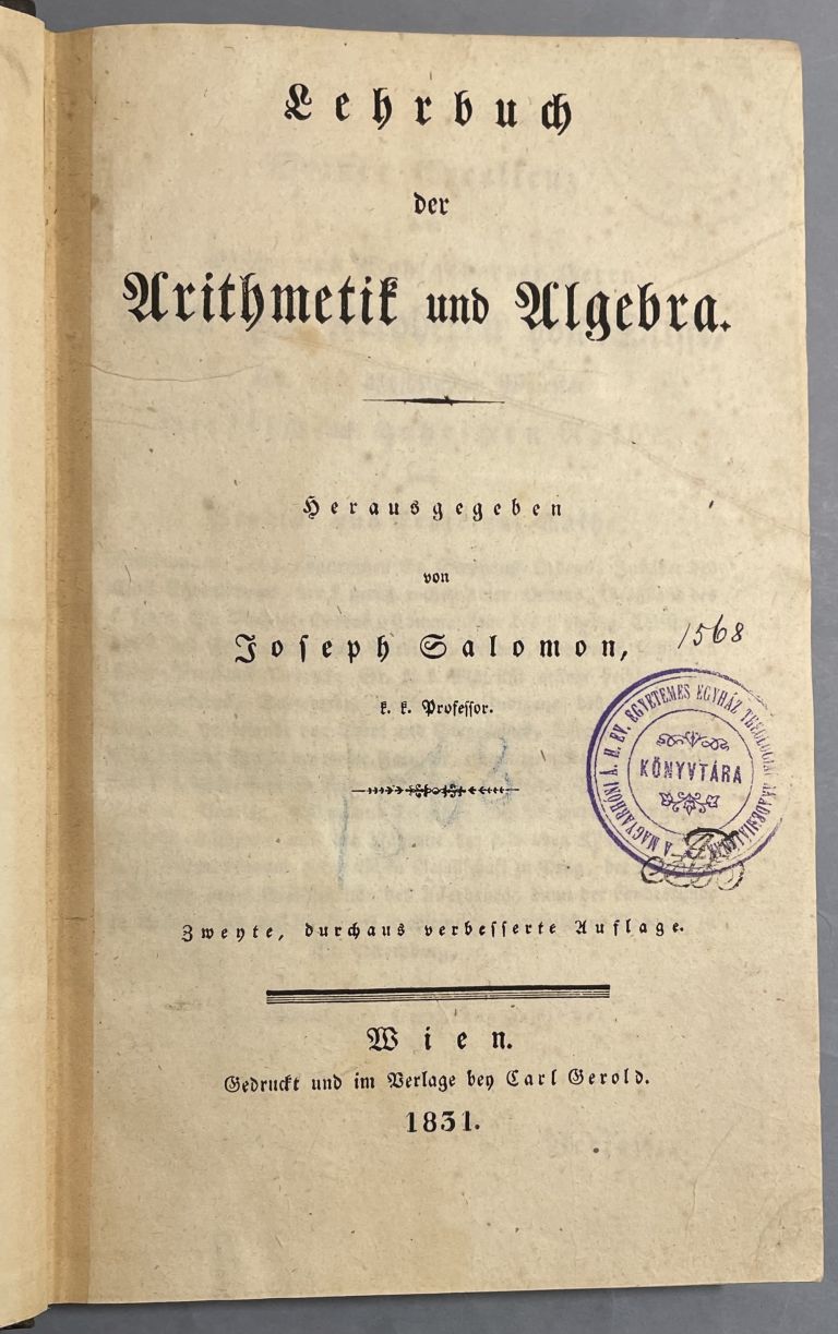 Lehrbuch der Arithmetik und Algebra 4DF811C9 4165 4B0D 989F 8E7405A79FA8