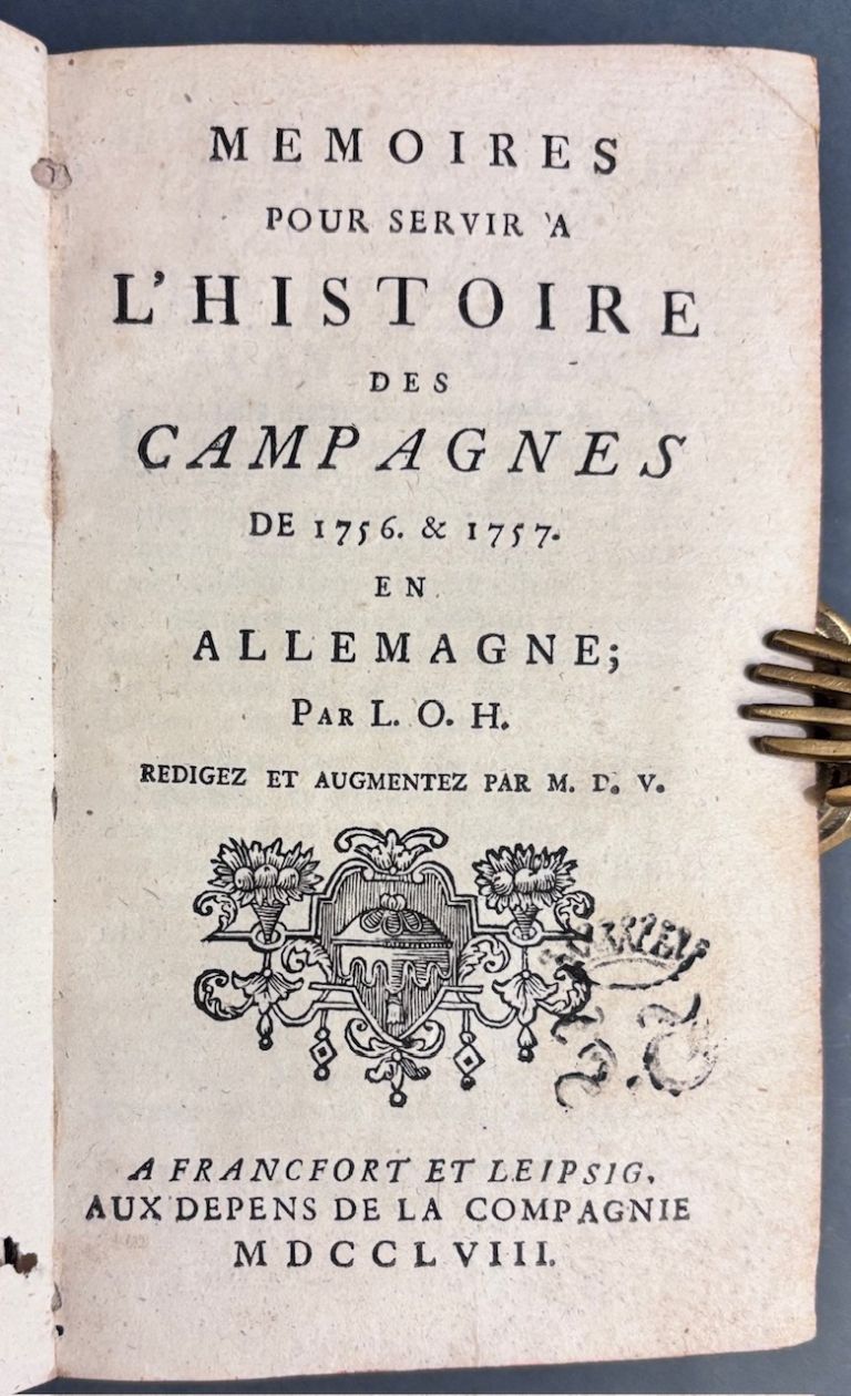 Sedemročná vojna – francúzske ťaženia v Nemecku.- Mémoires pour servir à l’histoire des campagnes de 1756, 1757 et 1758 IMG 1245